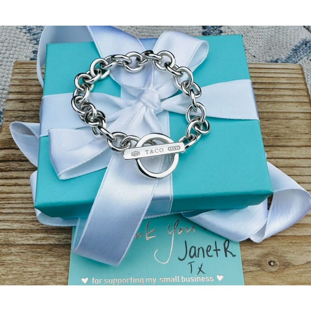 7.5" Rare and Retired Tiffany & Co 1837 Toggle Bracelet Silver